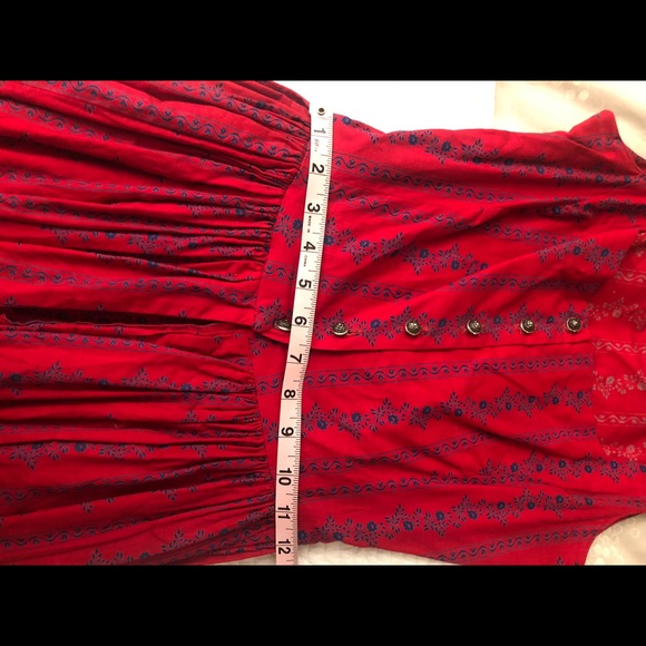 Vintage red dirndle Swiss Austrian dress prairie S - Picture 4 of 8
